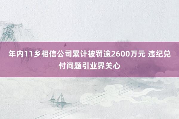 年内11乡相信公司累计被罚逾2600万元 违纪兑付问题引业界关心